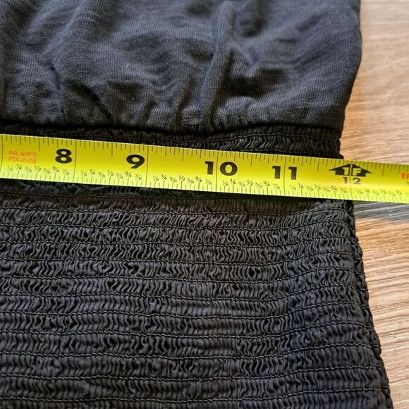 Nation LTD Sahar Combo Dress Smocked Neutral Minimalist Romantic Goth XS Black - Picture 10 of 15